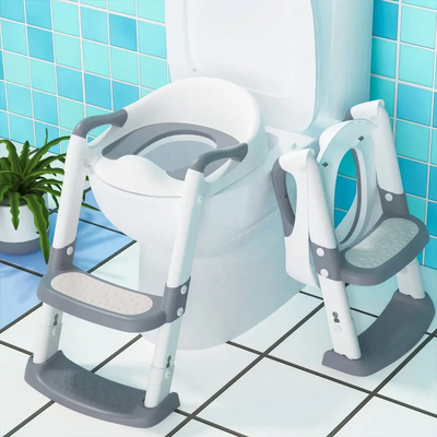 회색 + 흰색 3 in 1 Potty 훈련 화장실 좌석과 단계 발판 사다리 1-6 년